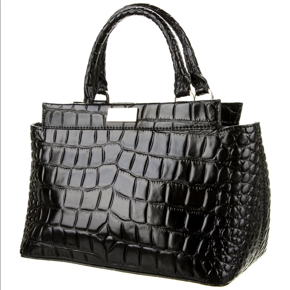 Kate Spade ♠️ Ridgely Avenue Becky Black Crocodile Embossed Satchel 🐊 - Picture 2 of 8